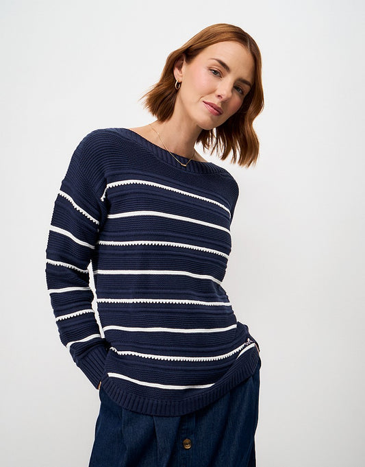 Crew Clothing Tali Textured Stitch Jumper in a cotton blend featuring signature crossed oars embroidery.
