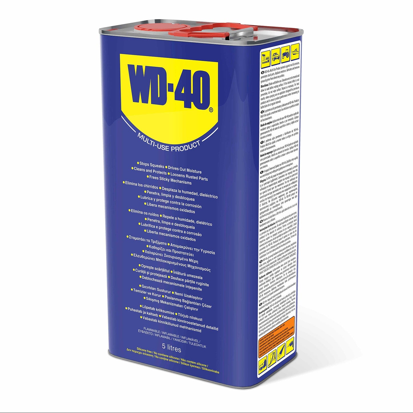 WD-40 Multi-Use Cleaning Lubricant 5 litre metal tin for professional workshop and heavy duty use.