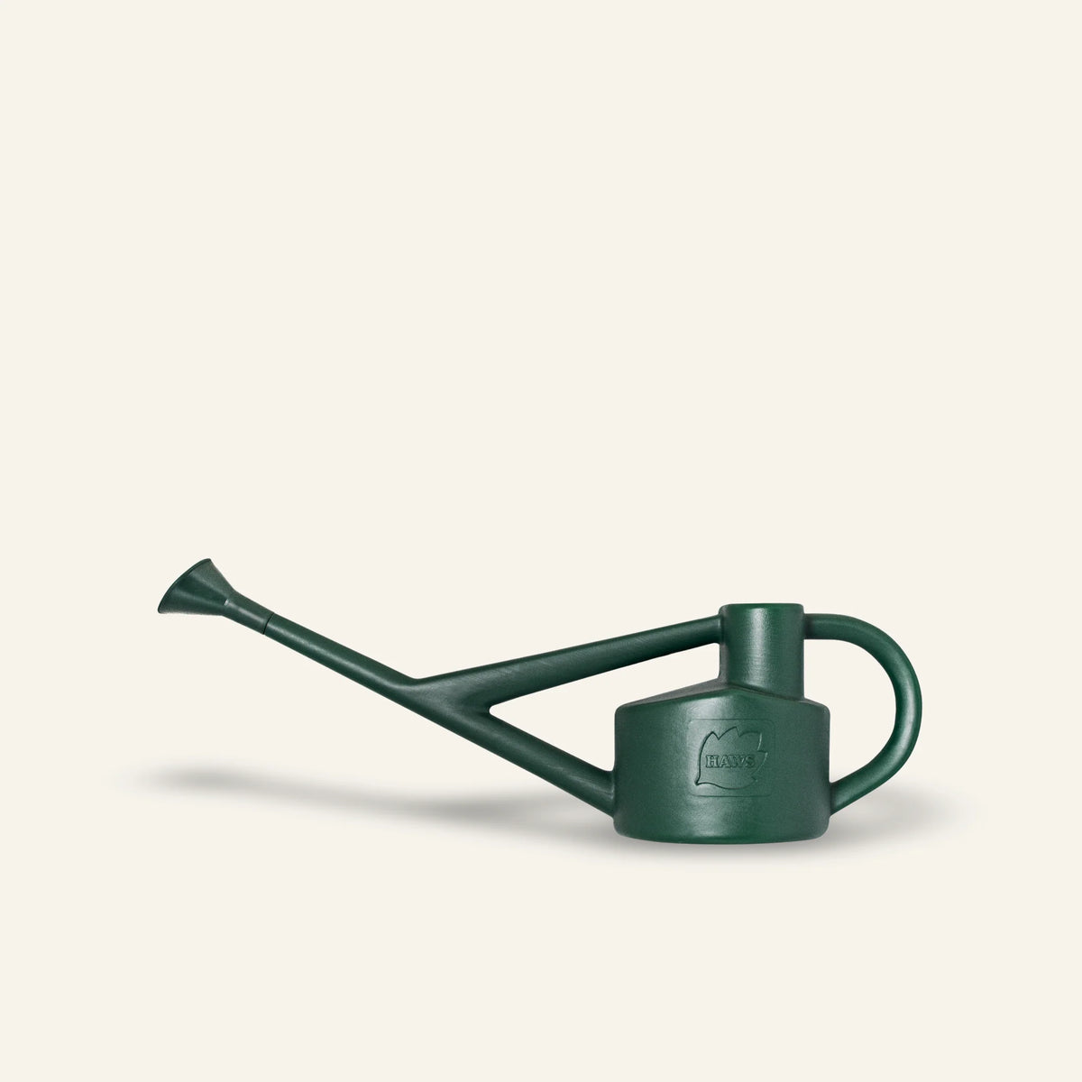 Haws The Sutton Splash green metal watering can with brass rose and dual handles
