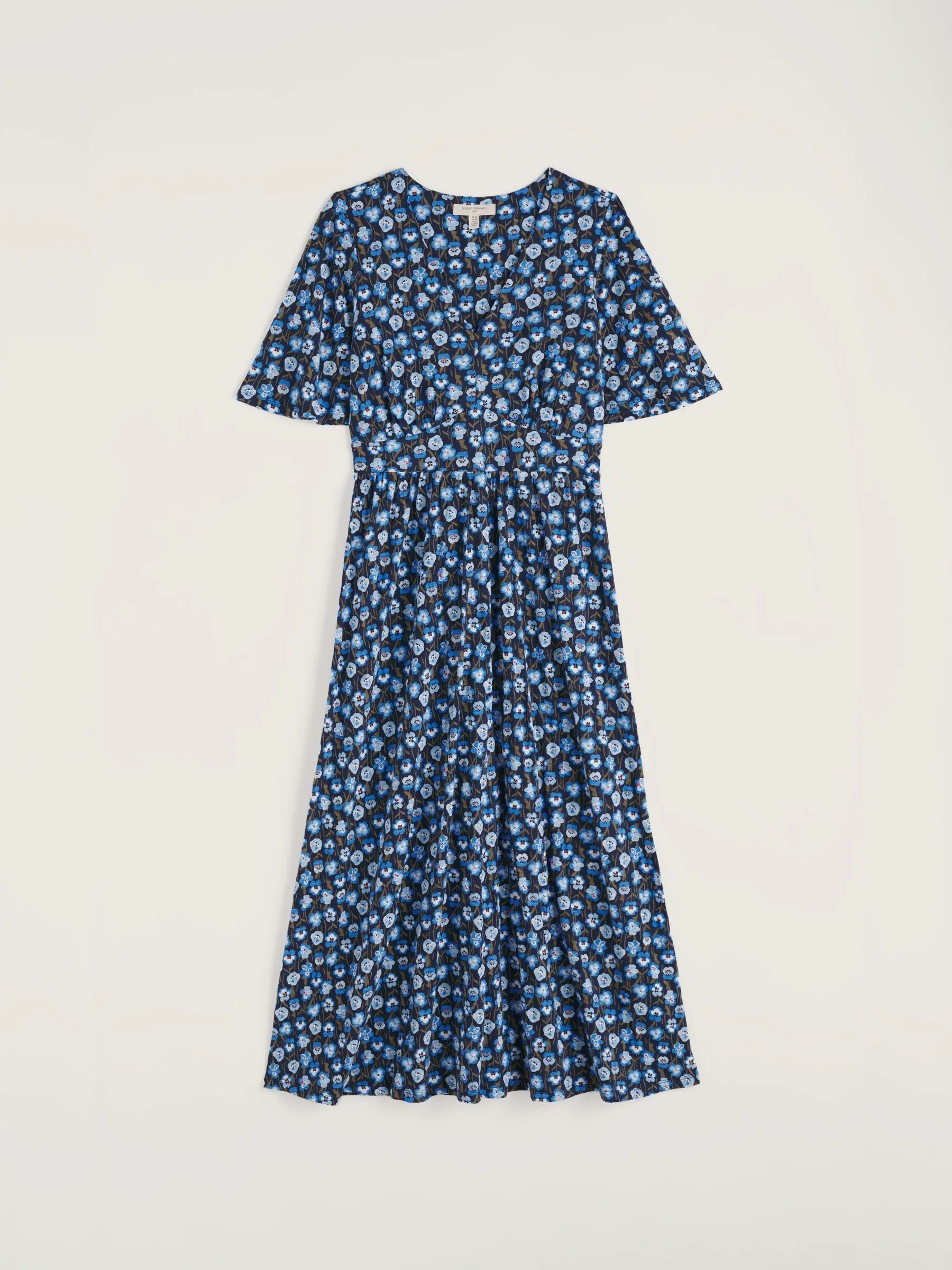 Seasalt Chateaux Half-Sleeve Maxi Dress in Pressed Pansies Sail (Flat-Shot)