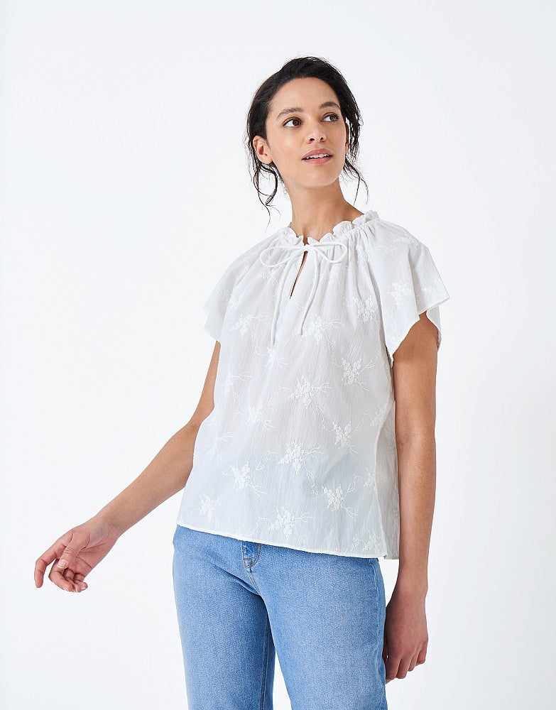 Crew Clothing Amy Embroidered Cotton Top