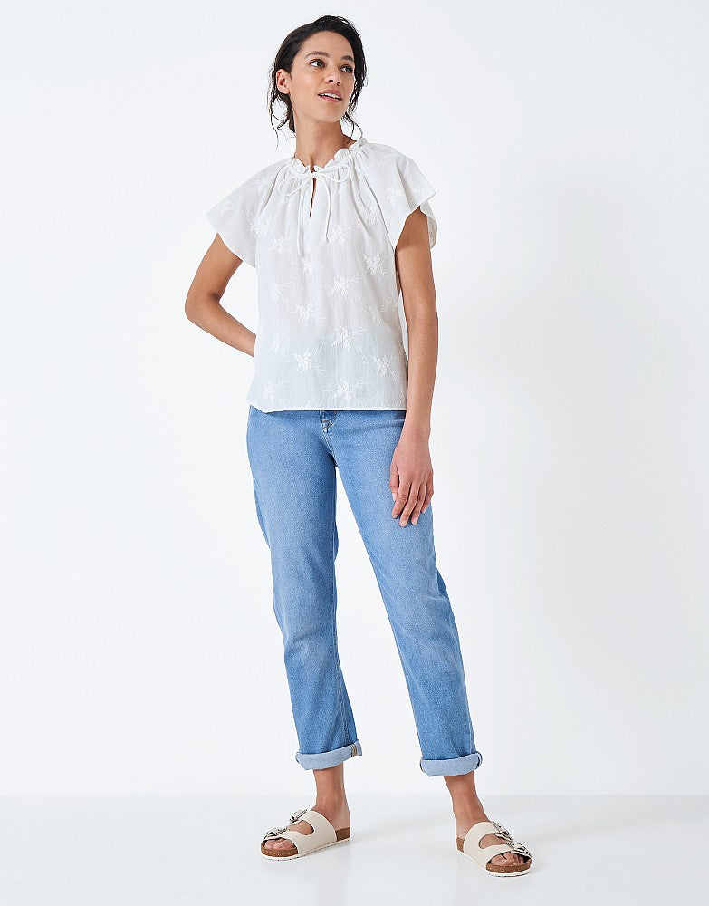 Crew Clothing Amy Embroidered Cotton Top