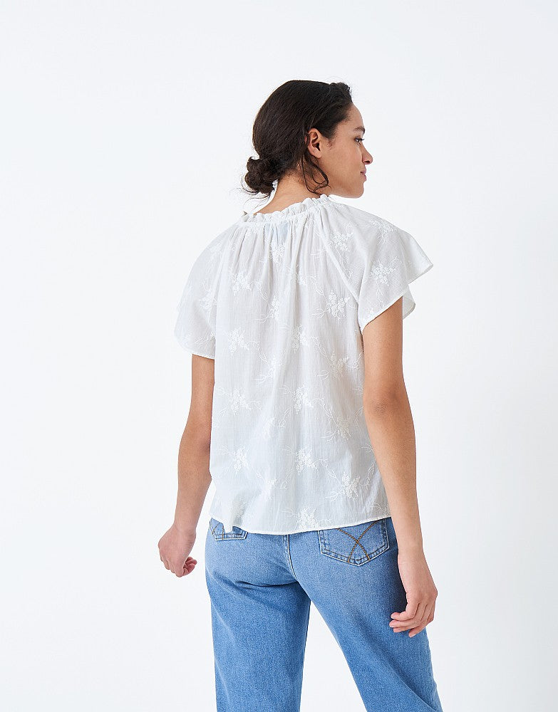 Crew Clothing Amy Embroidered Cotton Top
