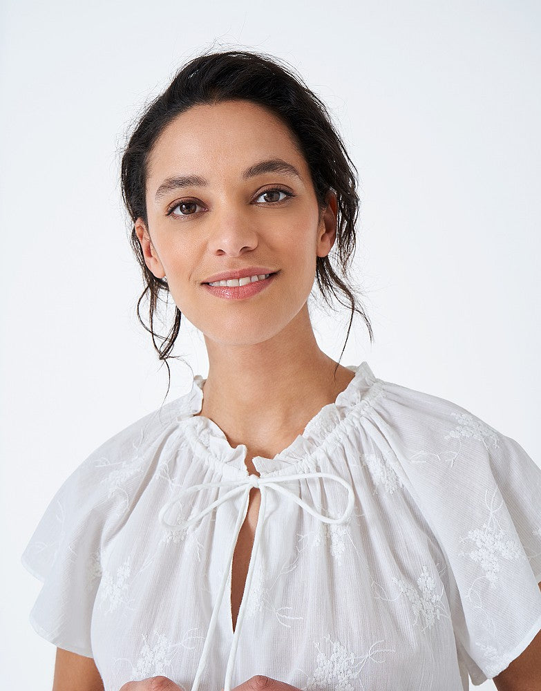 Crew Clothing Amy Embroidered Cotton Top
