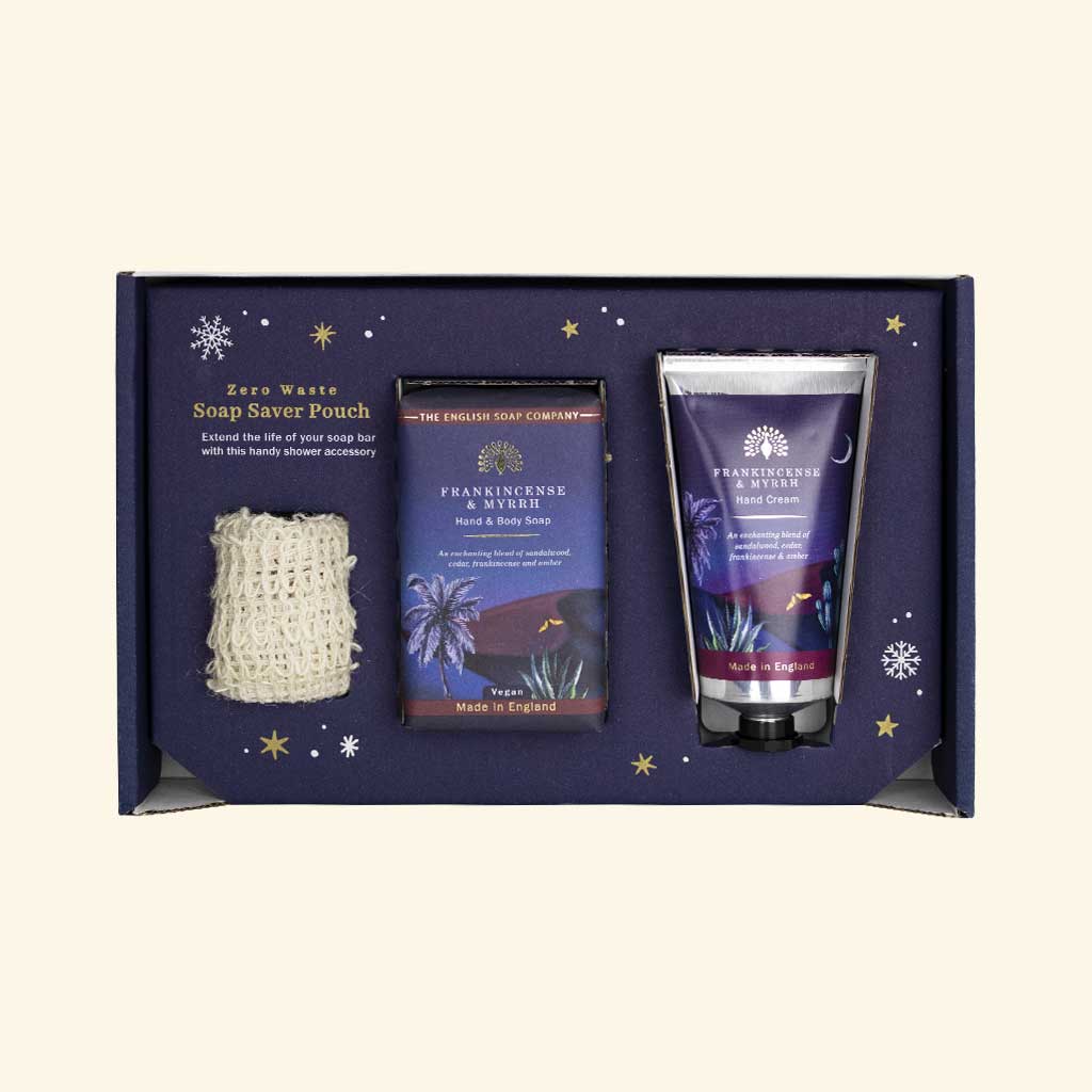 English Soap Company Wintertide Frankincense and Myrrh Luxury Soap and Hand Cream Gift Set