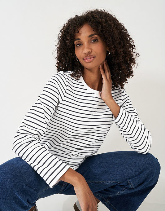 Crew Clothing Pique Cotton Blend Striped Sweatshirt