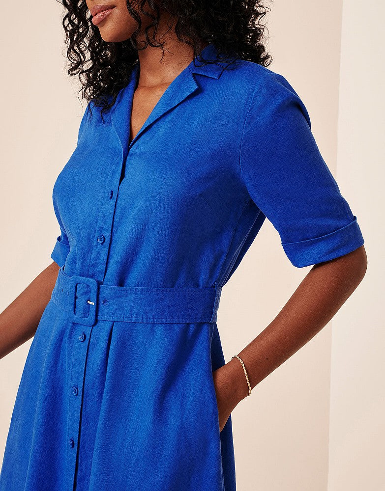 Crew Clothing Belted Linen Shirt Dress
