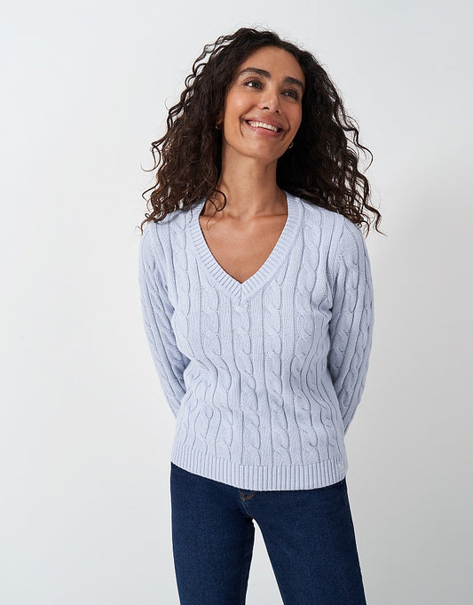 Crew Clothing Chunky Cable Knit V Neck Jumper