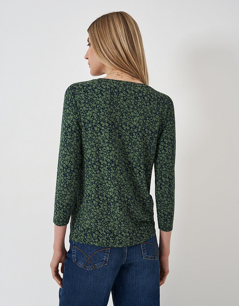 Crew Clothing 3/4 Sleeve Floral Print Viscose Top
