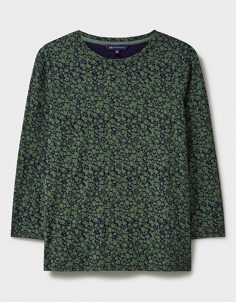 Crew Clothing 3/4 Sleeve Floral Print Viscose Top