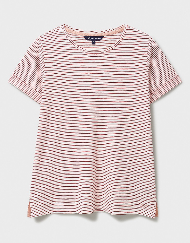 Crew Clothing Stripe Crew Neck Slub T-Shirt