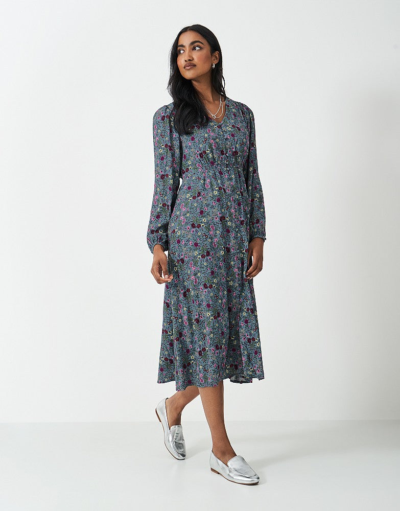 Crew Clothing Lola Cotton Floral Print Midi Tea Dress