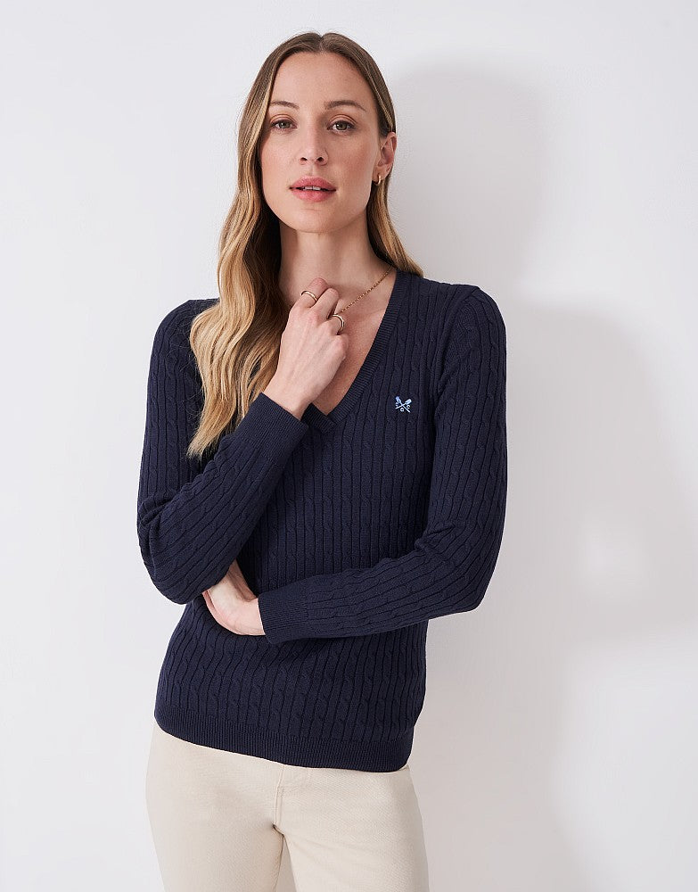 Crew Clothing Heritage Cable V-Neck Jumper