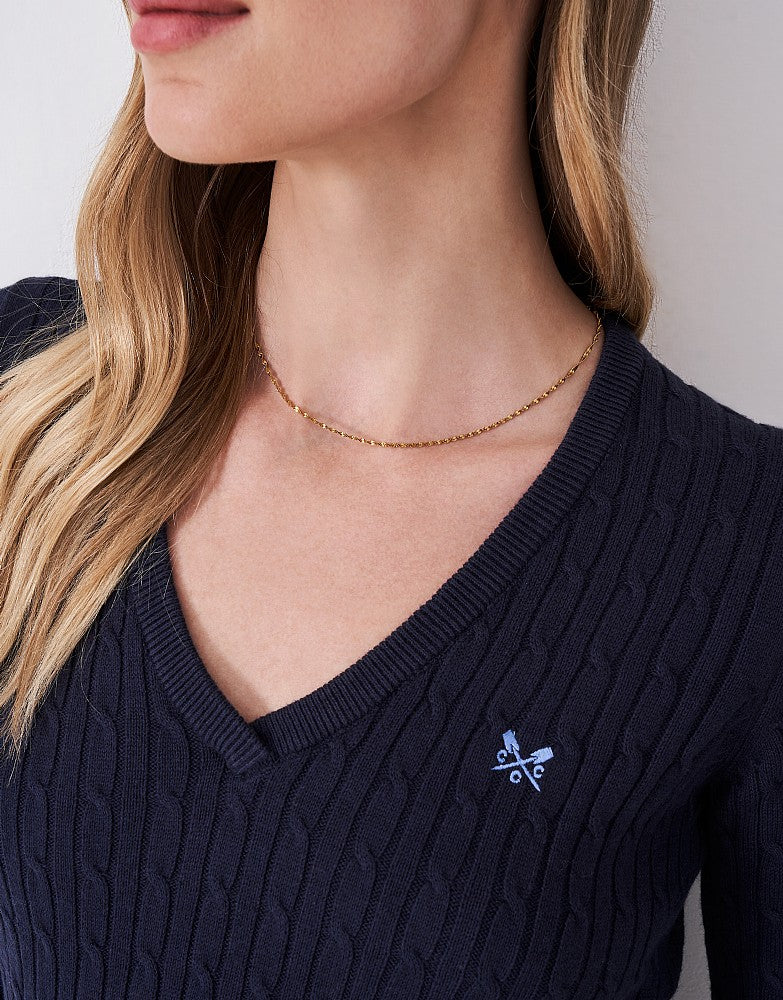 Crew Clothing Heritage Cable V-Neck Jumper