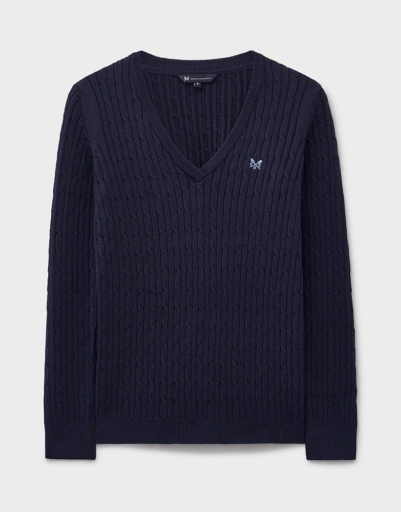 Crew Clothing Heritage Cable V-Neck Jumper