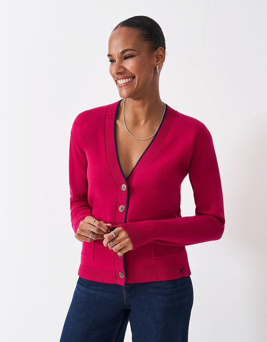 Crew Clothing Pocket Cardigan in Cherry