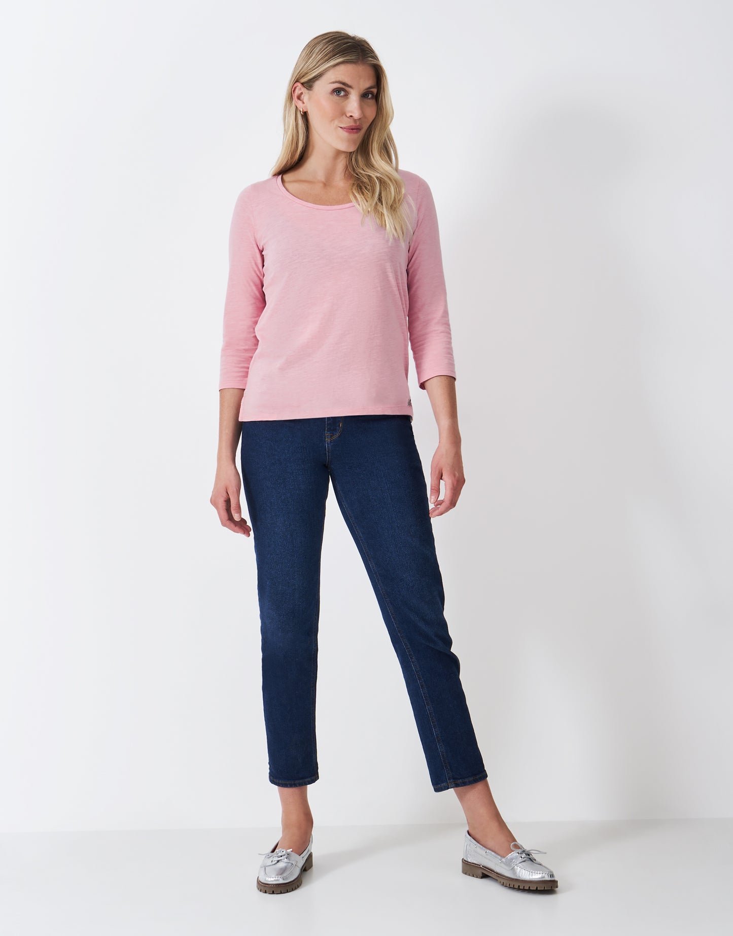 Crew Clothing 3/4 Sleeve Slub Crew Neck T-Shirt