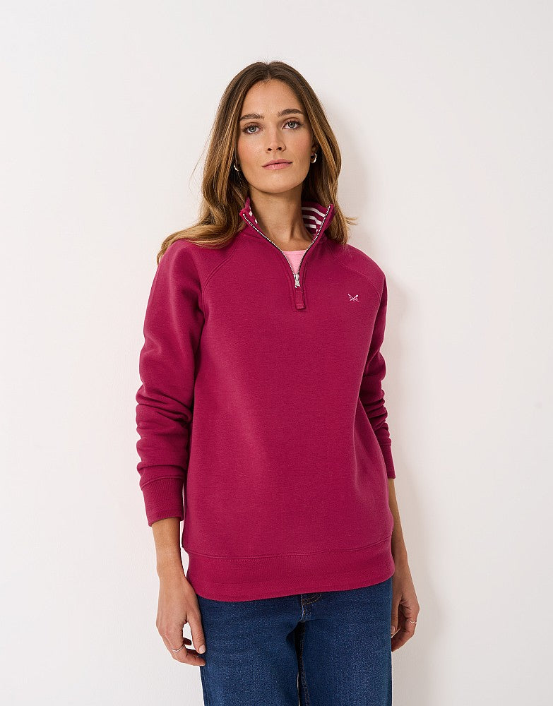 Crew Clothing Women's Half Zip Sweatshirt in Cherry