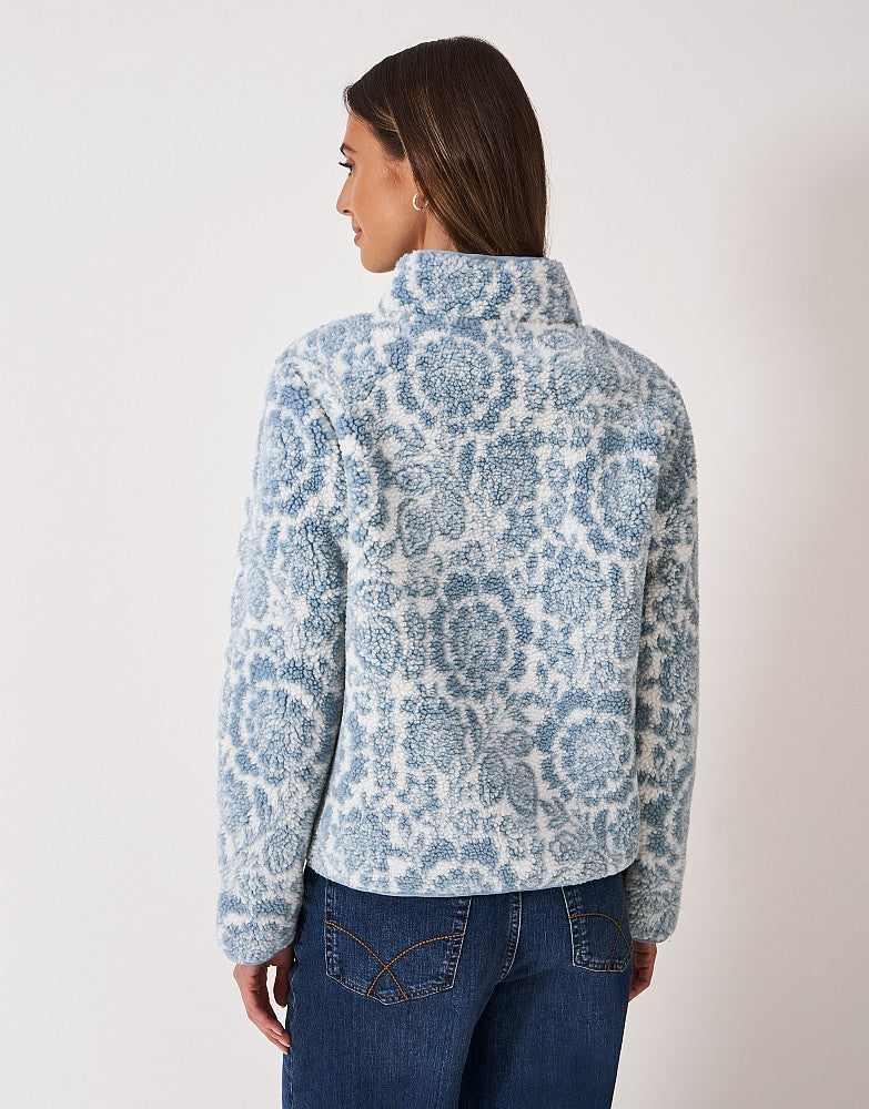 Crew Clothing Boucle Bonded Zip Through Curved Hem Fleece