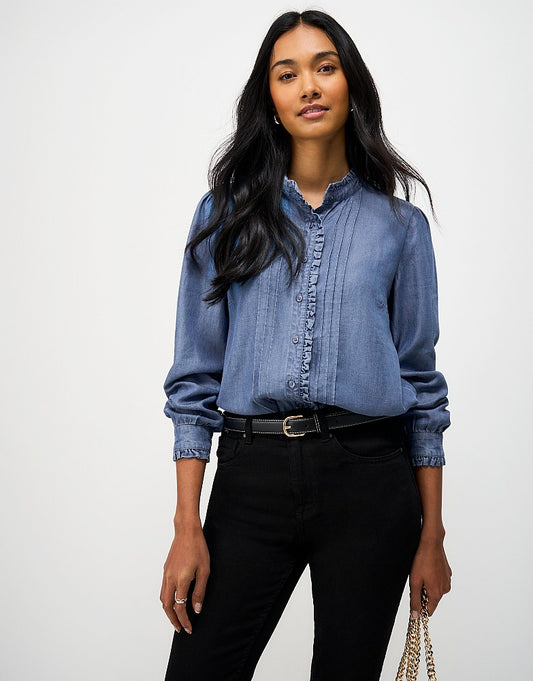 Crew Clothing Emila Chambray Frill Blouse