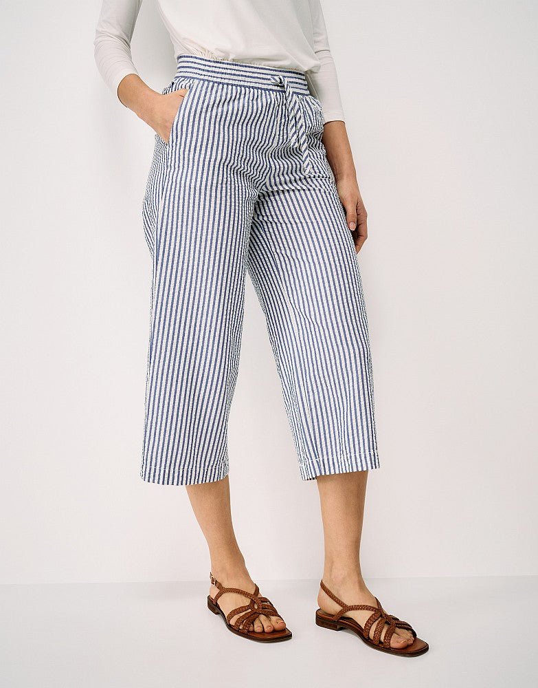 Crew Clothing Seersucker Wide Leg Cotton Trousers