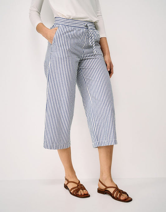 Crew Clothing Seersucker Wide Leg Cotton Trousers