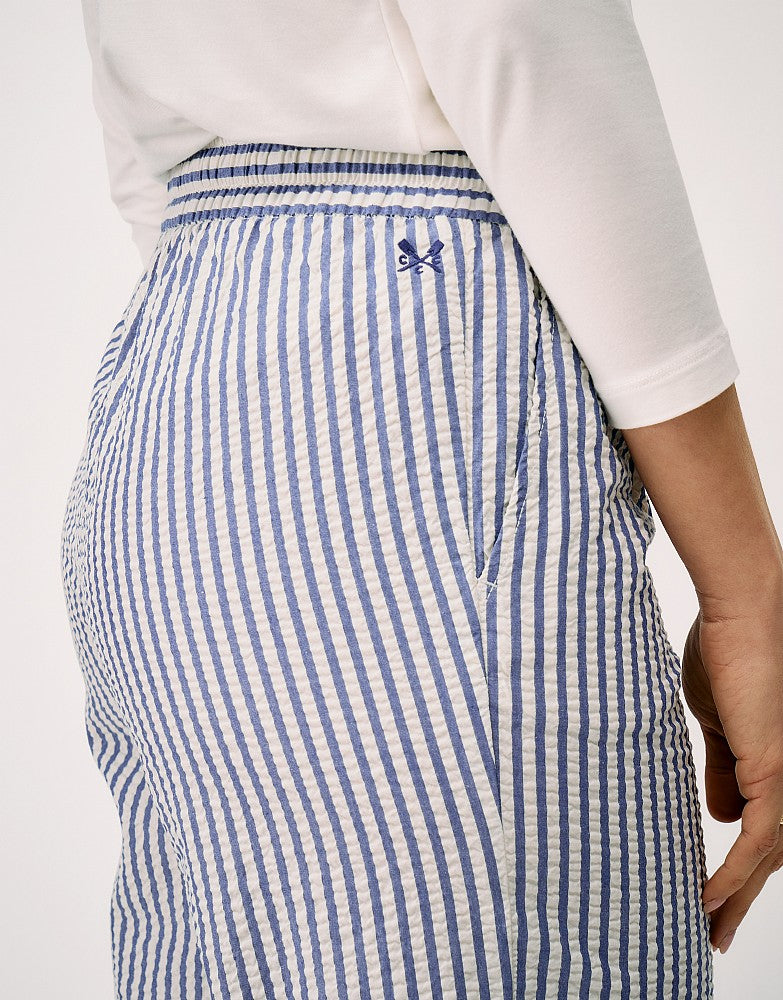 Crew Clothing Seersucker Wide Leg Cotton Trousers