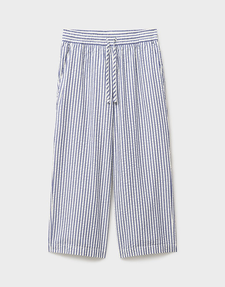 Crew Clothing Seersucker Wide Leg Cotton Trousers