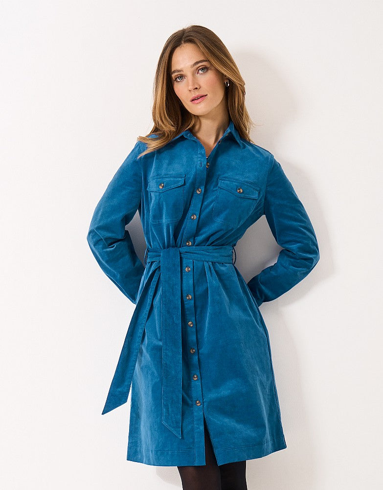 Crew Clothing Elsie Cord Dress in Blue