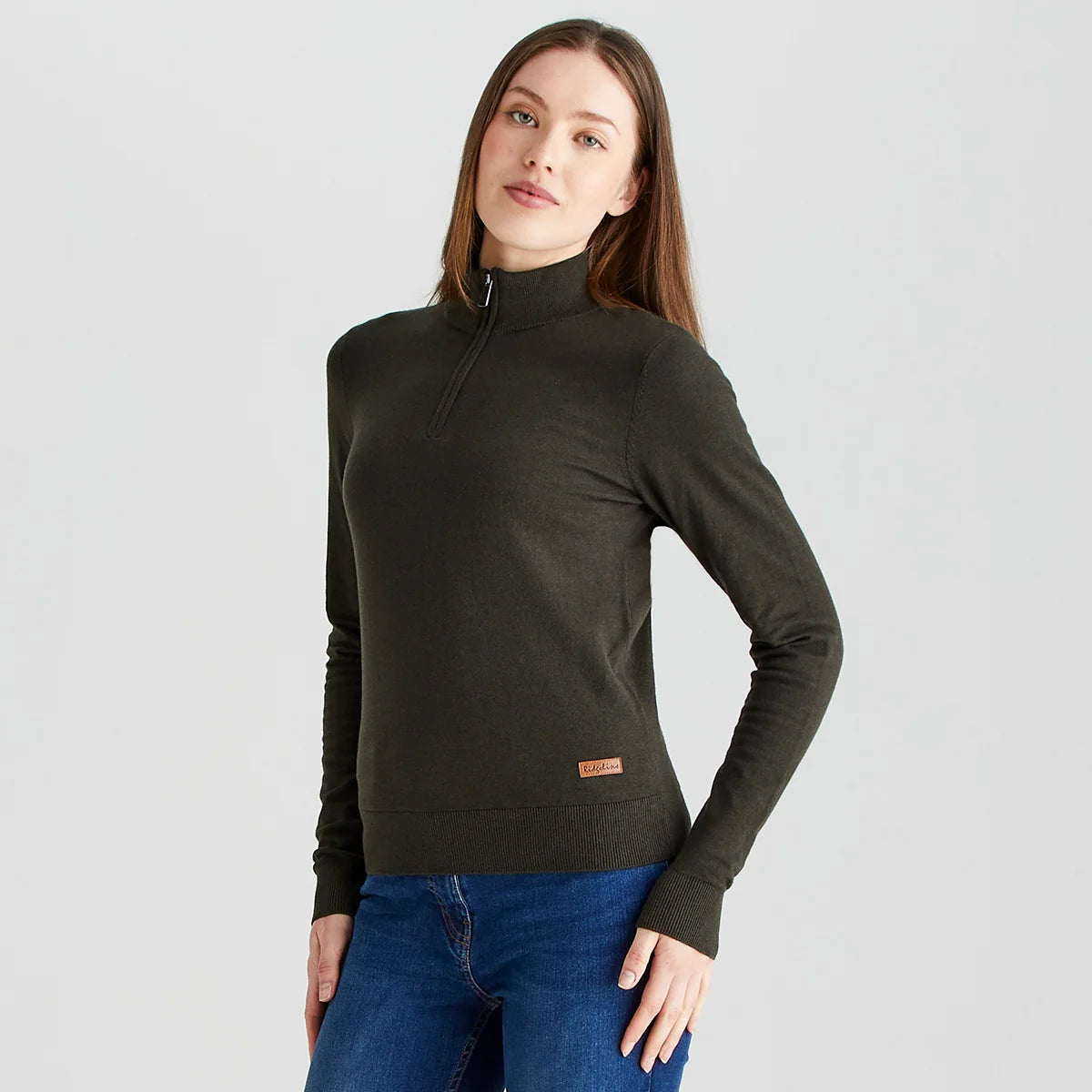 Front view of the Ridgeline Melford 1/4 zip neck fine-knit pullover.