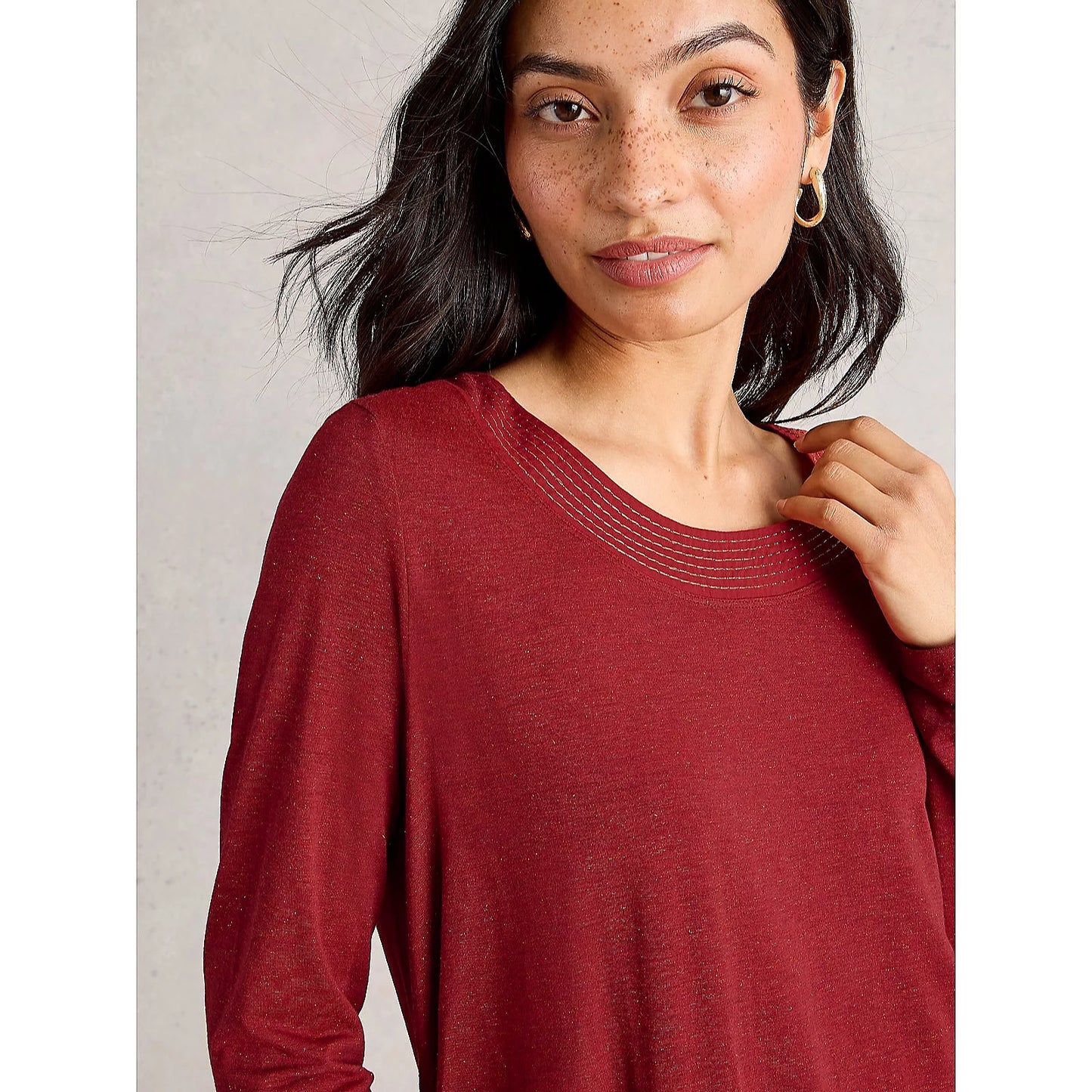 White Stuff Weaver Long Sleeve Sparkle Tee