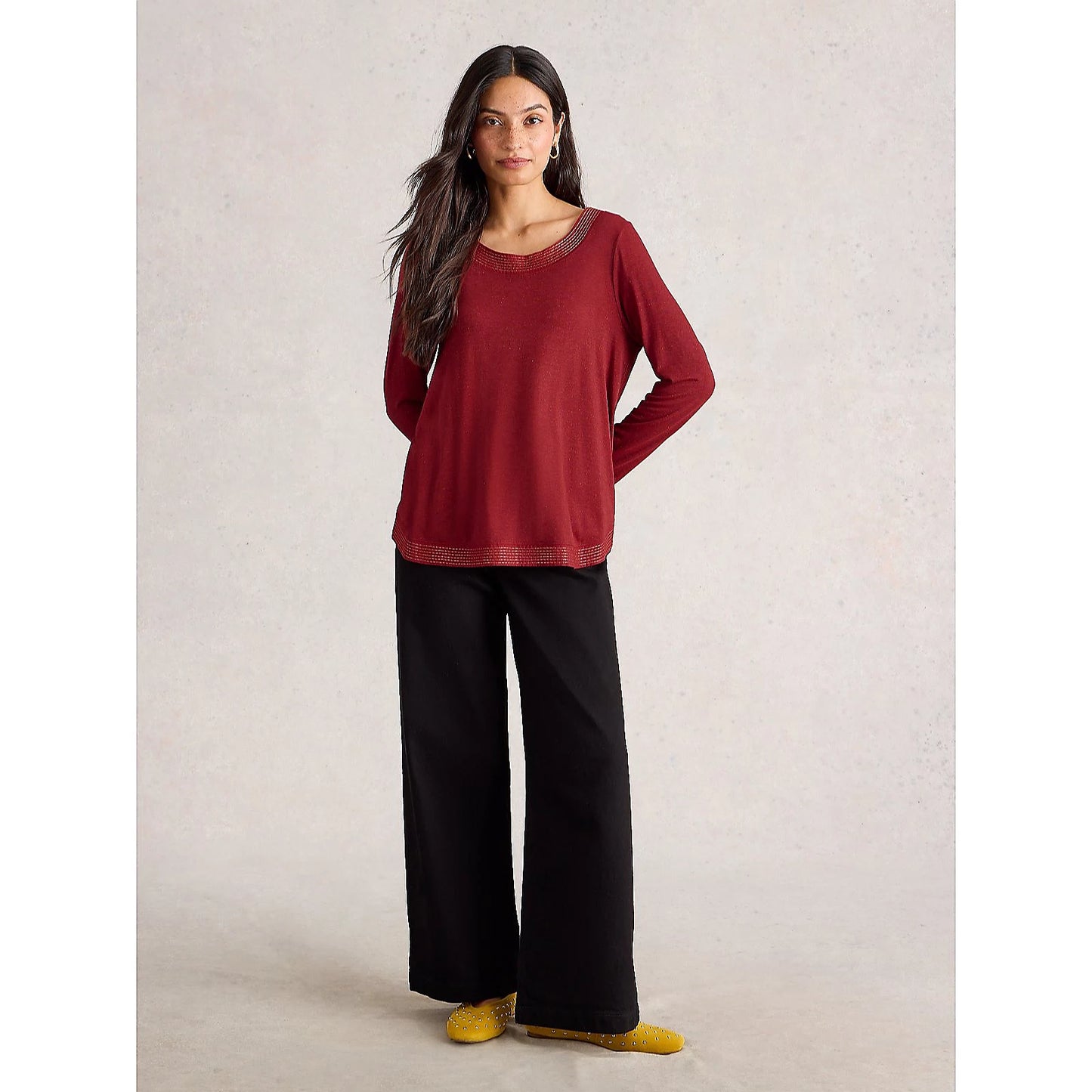 White Stuff Weaver Long Sleeve Sparkle Tee