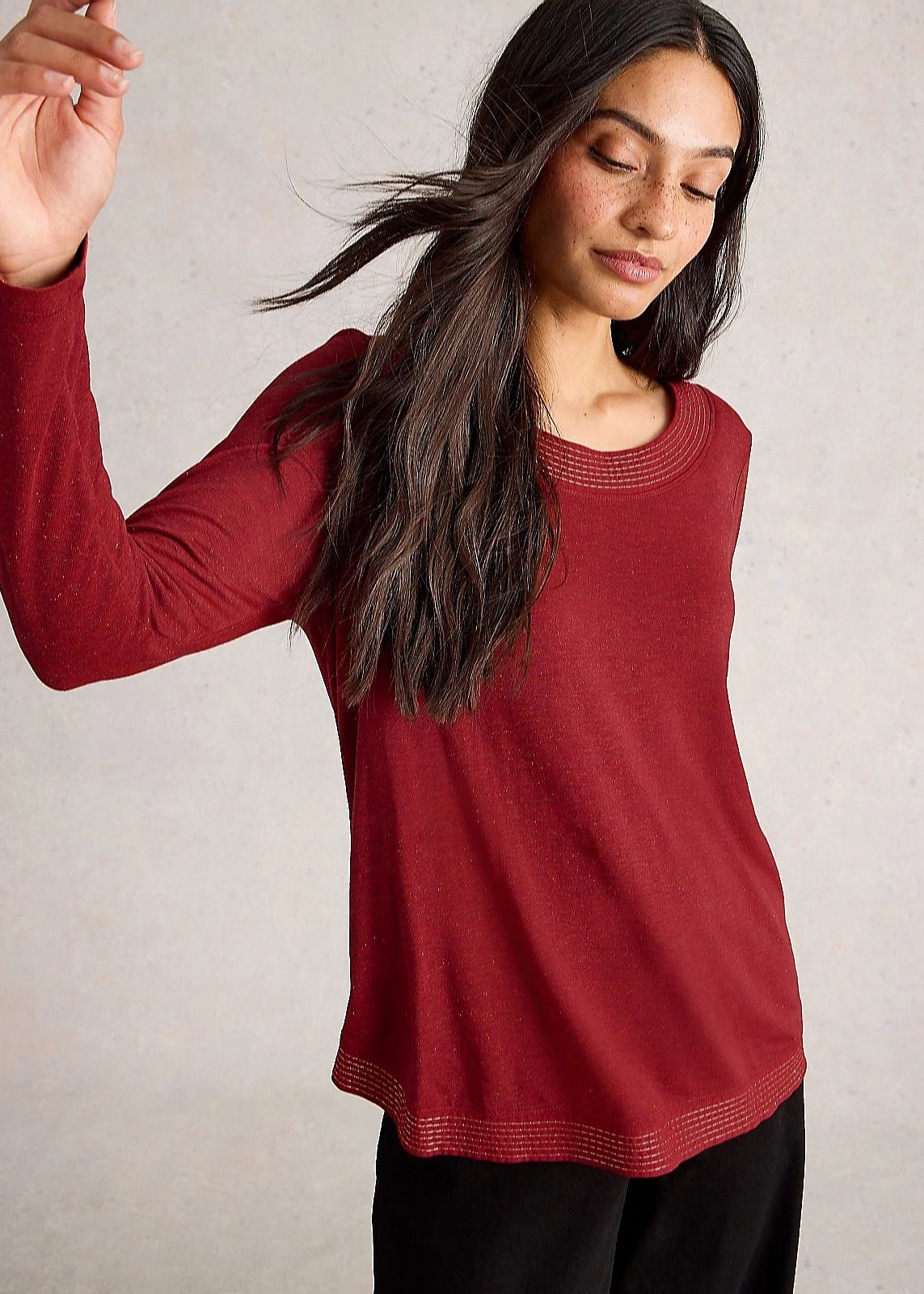 White Stuff Weaver Long Sleeve Sparkle Tee