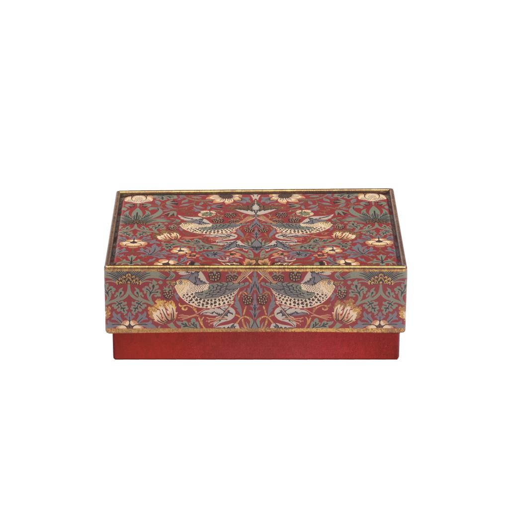 William Morris Red Strawberry Thief Small Chocolate Tin