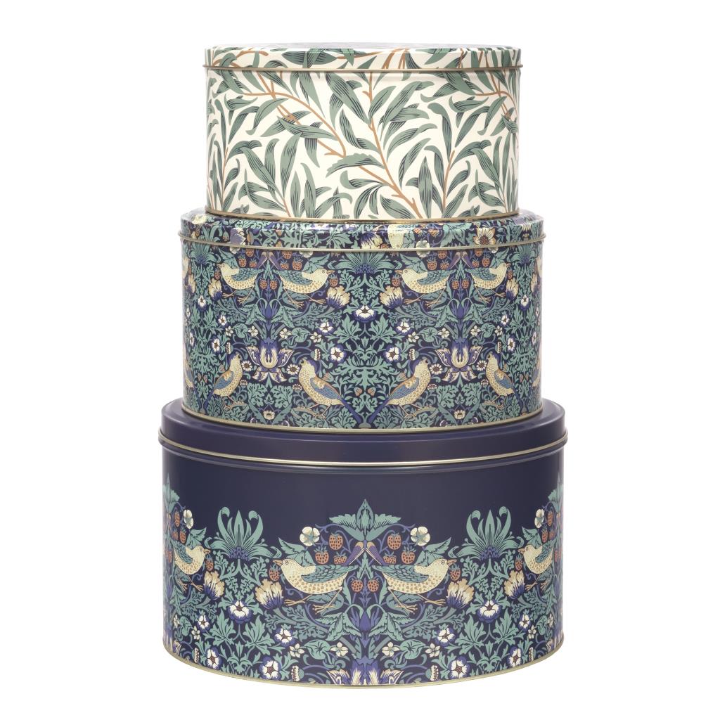 William Morris Strawberry Thief Cake Tins Set 3