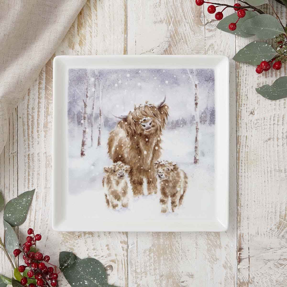Wrendale A Highland Christmas Square Plate