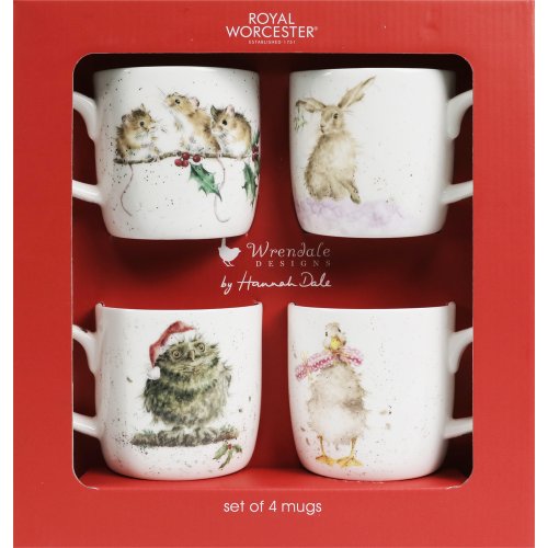 Wrendale Christmas Festive Gift Set of 4 Mugs