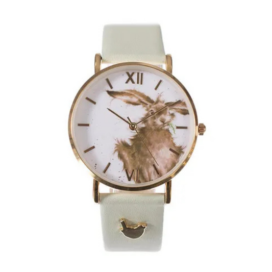 Wrendale Hare-Brained Hare Green Leather Watch