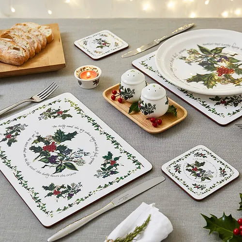 Portmeirion The Holly & The Ivy Set Of 6 Placemats - with 6 free Coasters