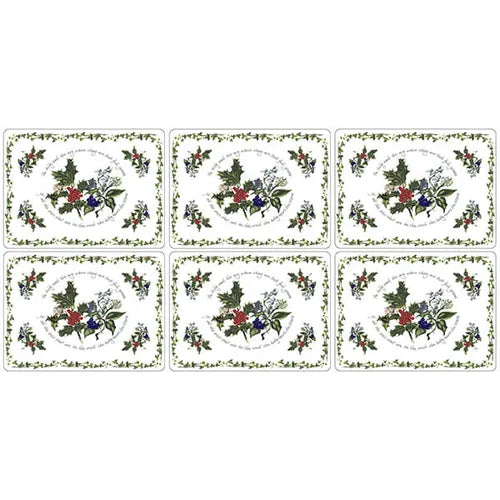 Portmeirion The Holly & The Ivy Set Of 6 Placemats - with 6 free Coasters