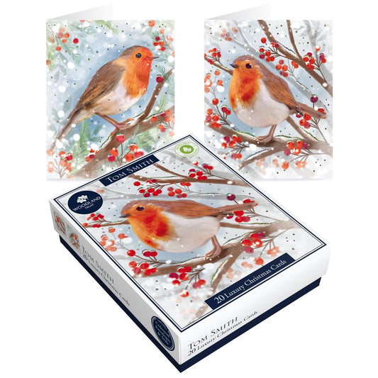 Tom Smith Luxury Boxed Robin Christmas Cards Pack