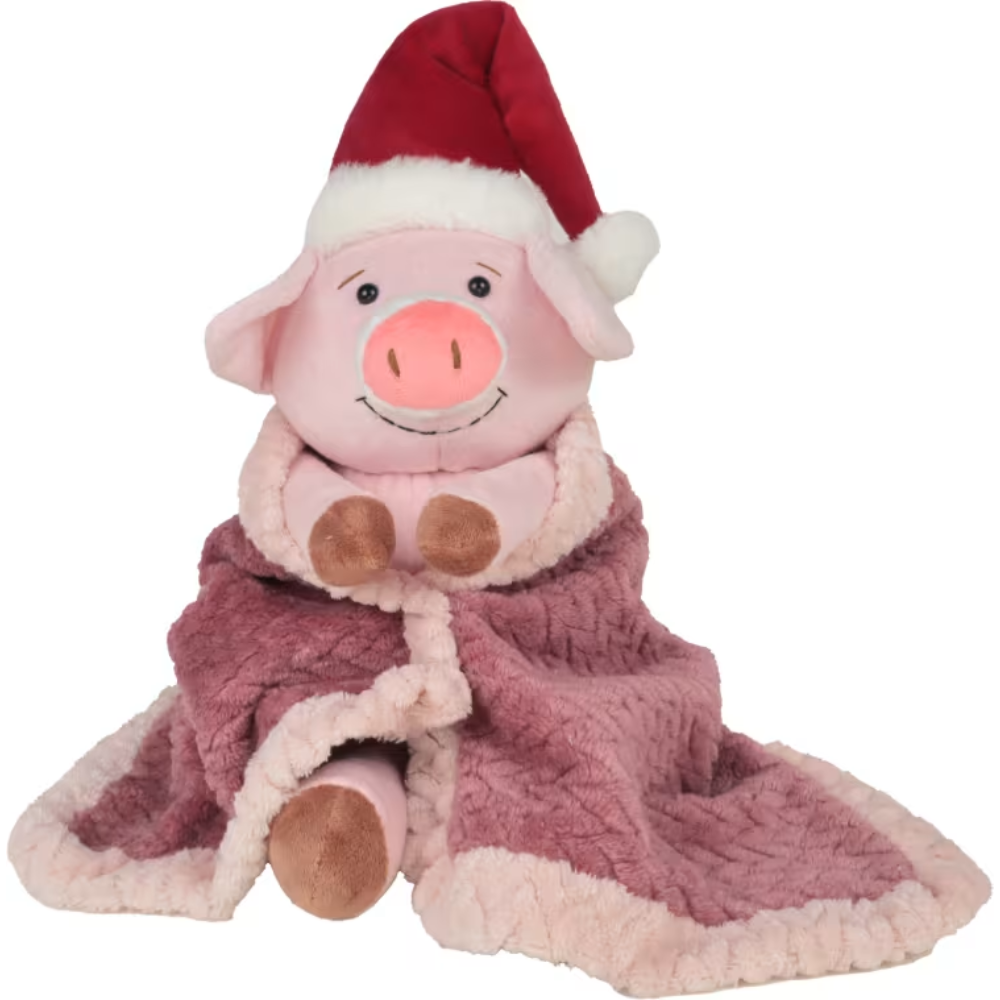 Woodlodge 30cm plush pig in blanket festive novel Christmas decoration