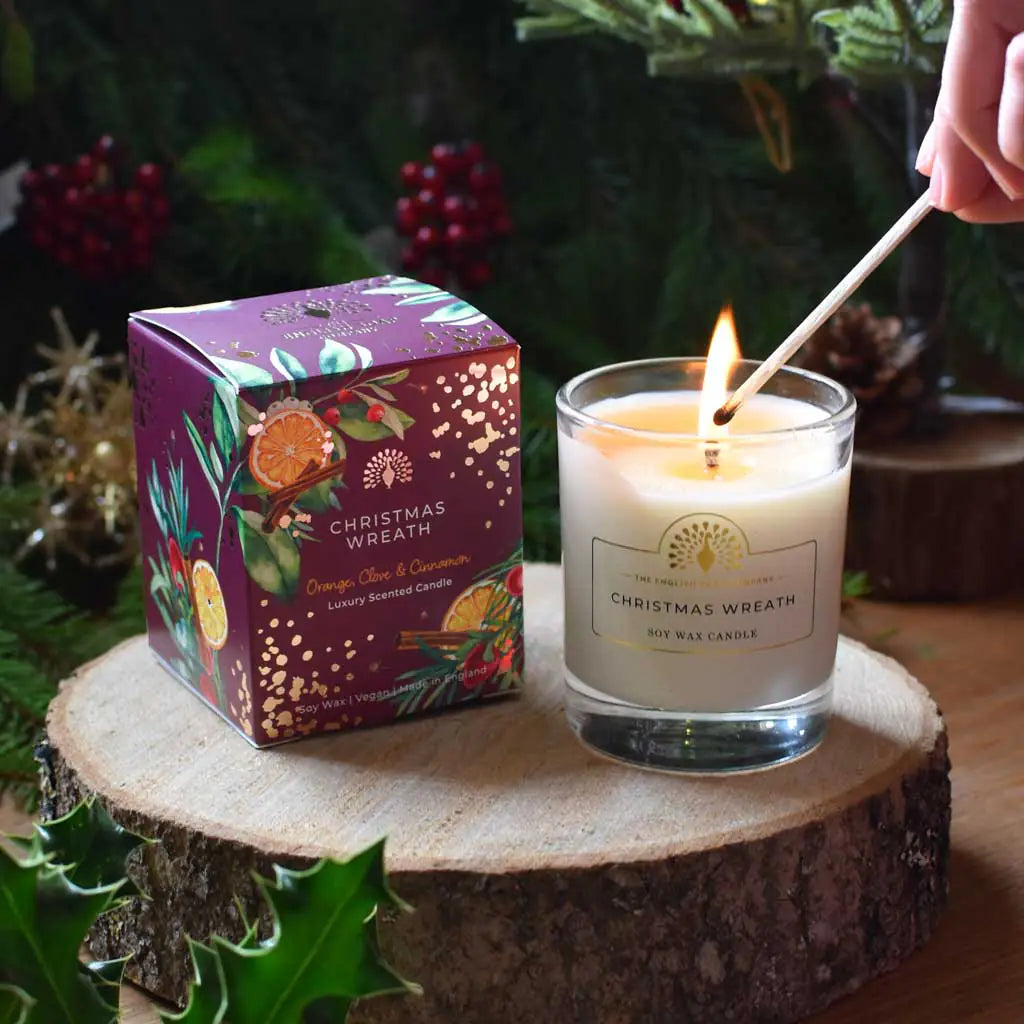 English Soap Company Soy Wax Candle Christmas Wreath
