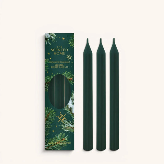 Ashleigh & Burwood Fir & Cedarwood scented taper dinner candles