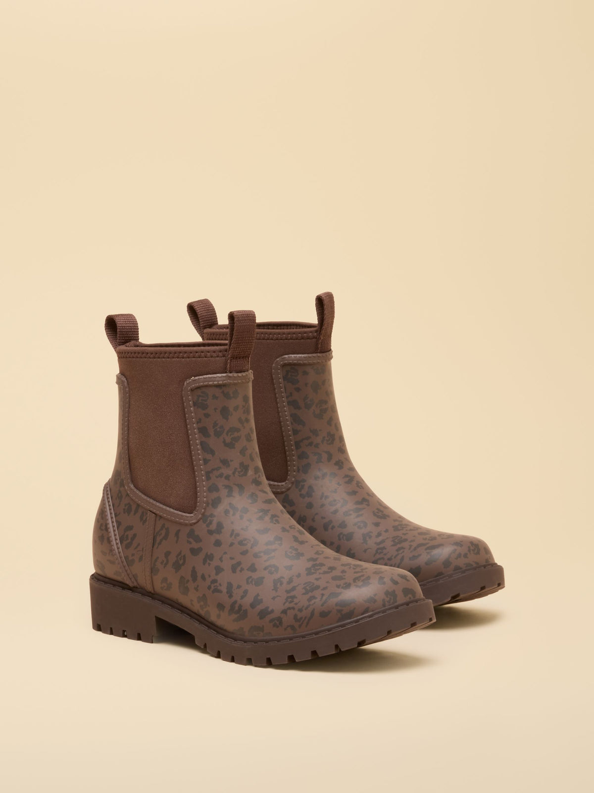 Joules Oakfield women's printed neoprene-lined ankle rubber wellies with pull tab