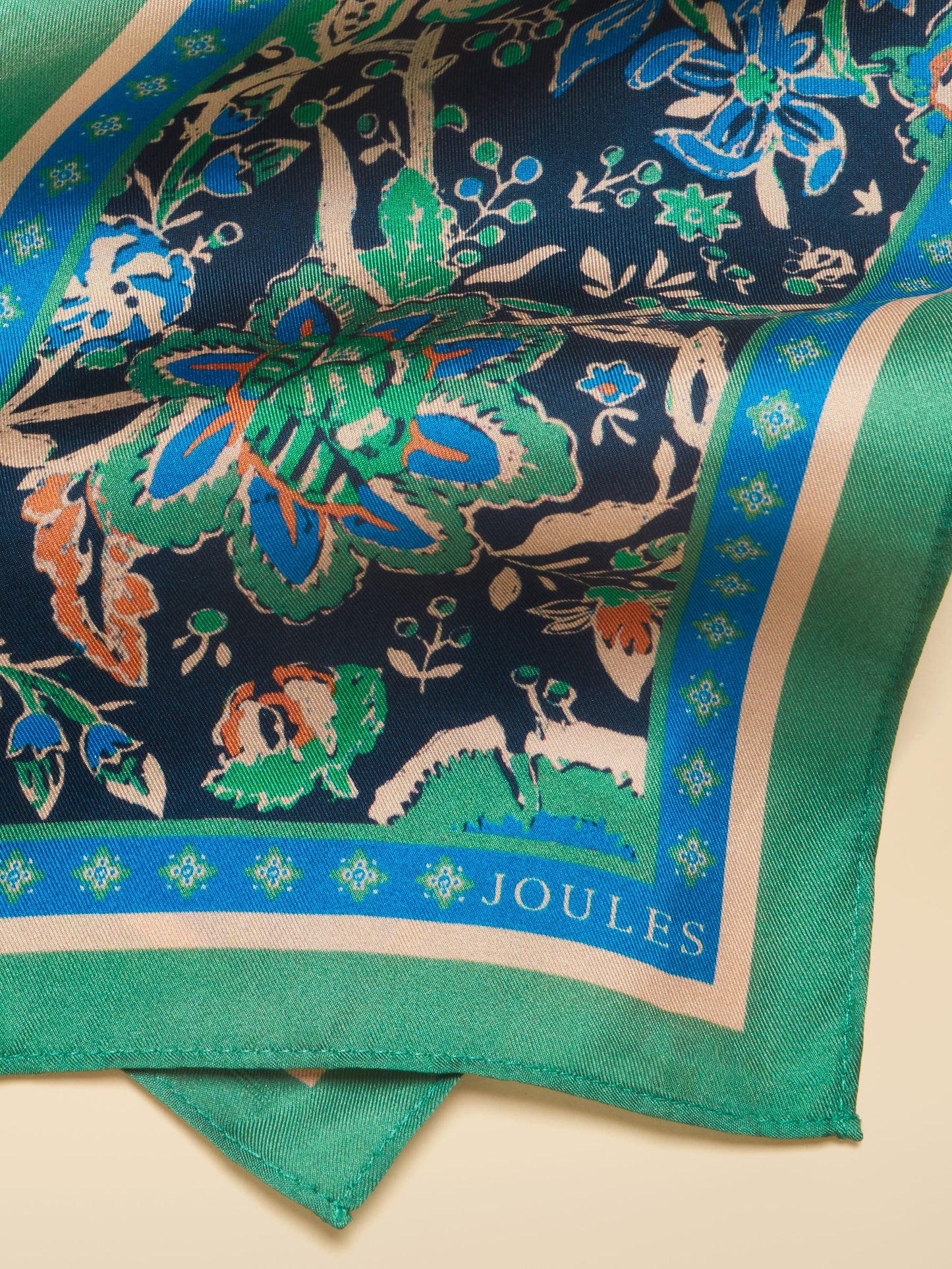 Joules Highgrove Skinny Printed Silk Scarf