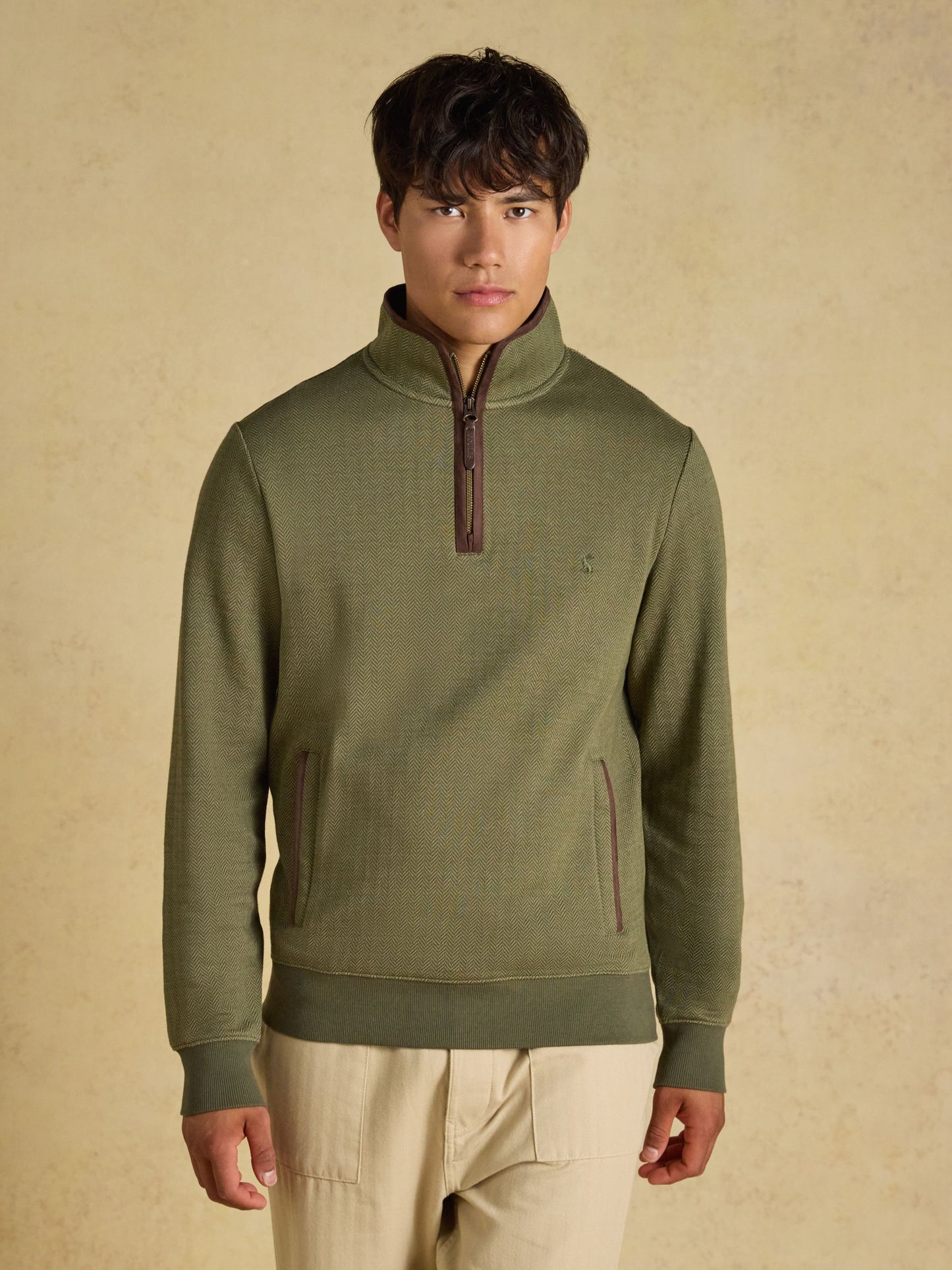 Joules Herringbone Quarter Zip Sweatshirt