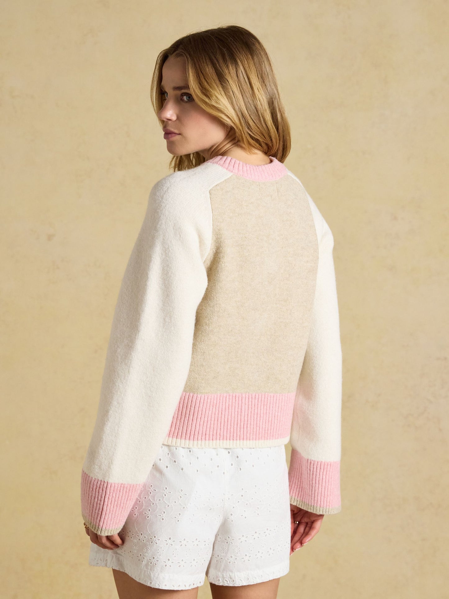 Joules Nora Knitted Cardigan with Pop Colour Tipping