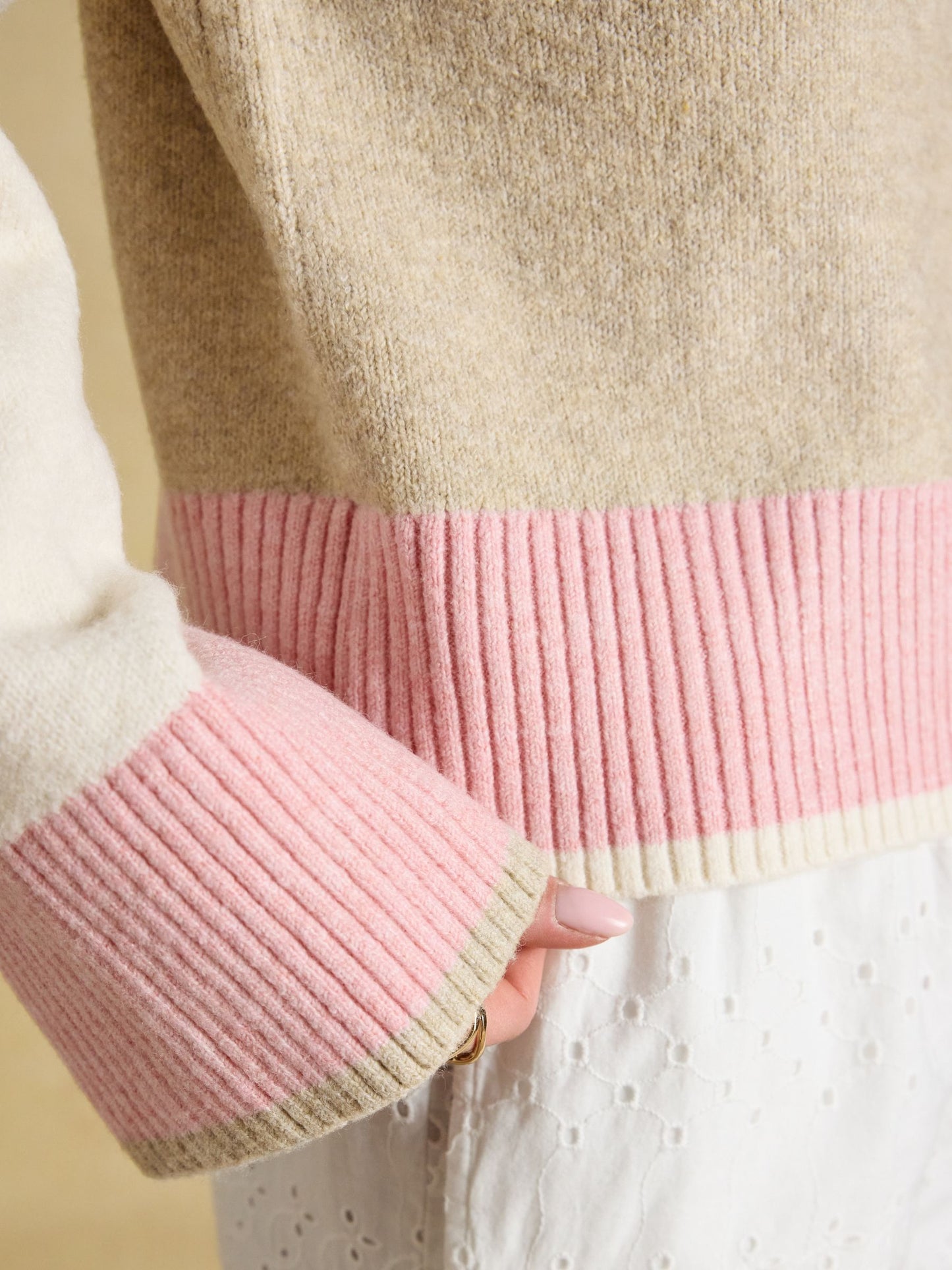 Joules Nora Knitted Cardigan with Pop Colour Tipping