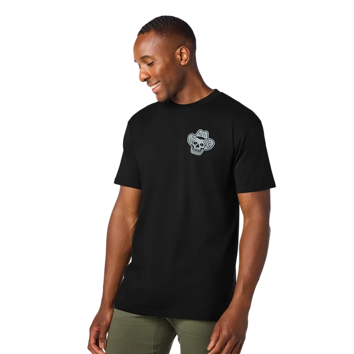 black YETI Cowboy Skull short sleeve t-shirt featuring the Ice Cold cowboy skull emblem on the left chest